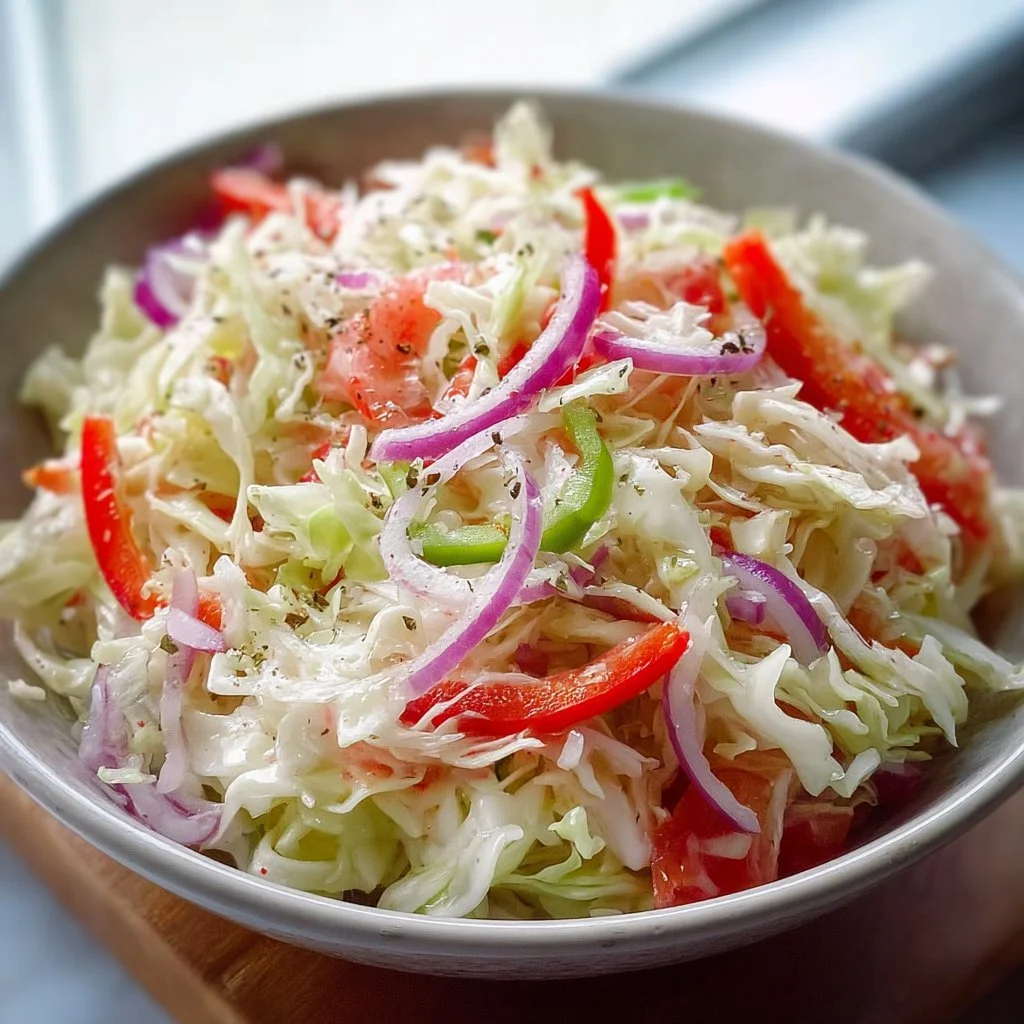 Delicious Apple Cider Vinegar Coleslaw served in a bowl