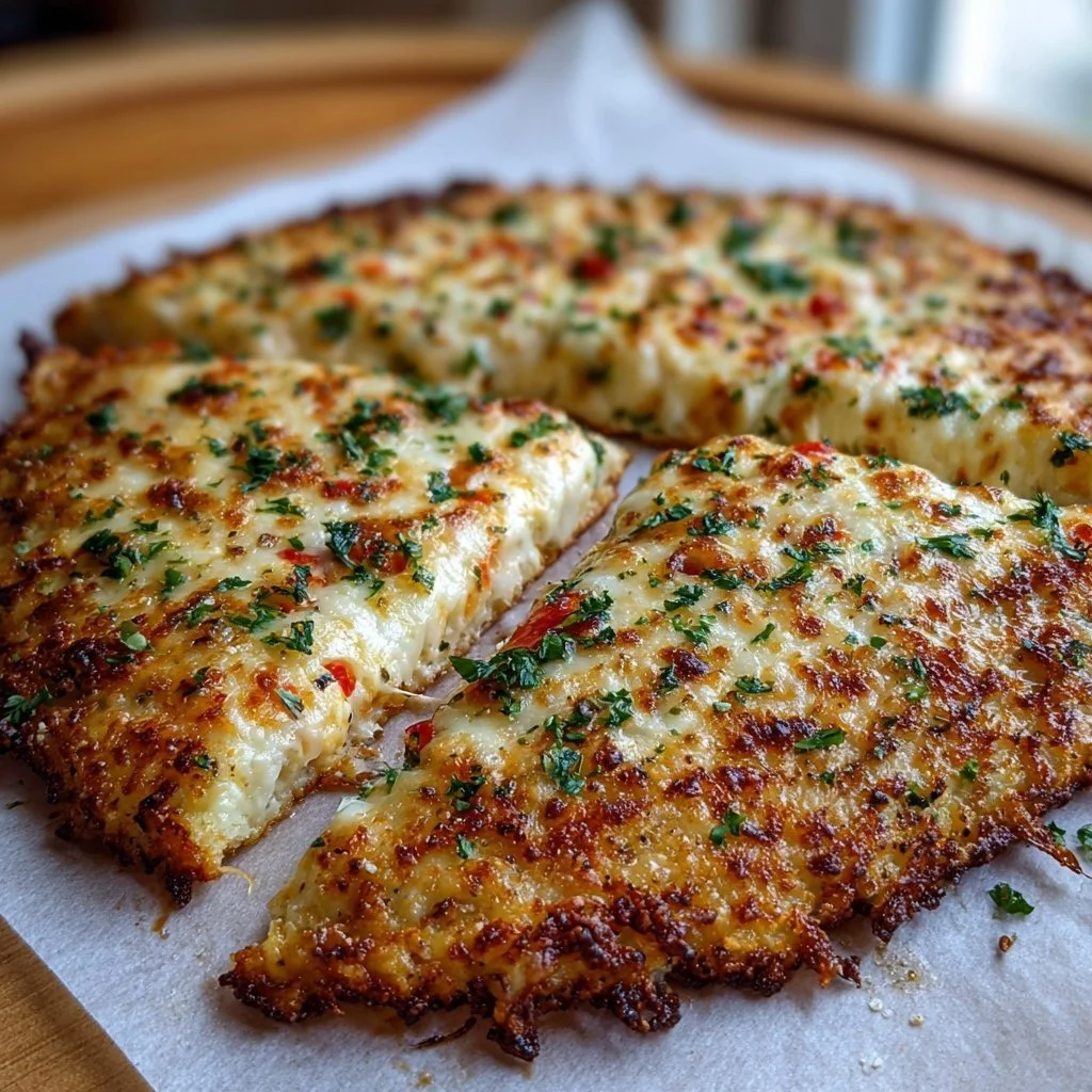 Cottage cheese pizza crust topped with fresh ingredients
