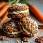 Delicious stuffed carrot cake cookies with cream filling on a plate