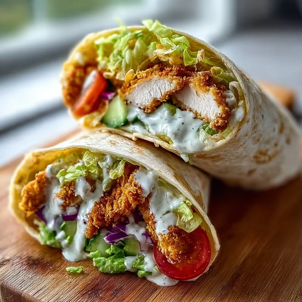 Crispy Chicken Ranch Wraps ready to be served with fresh ingredients