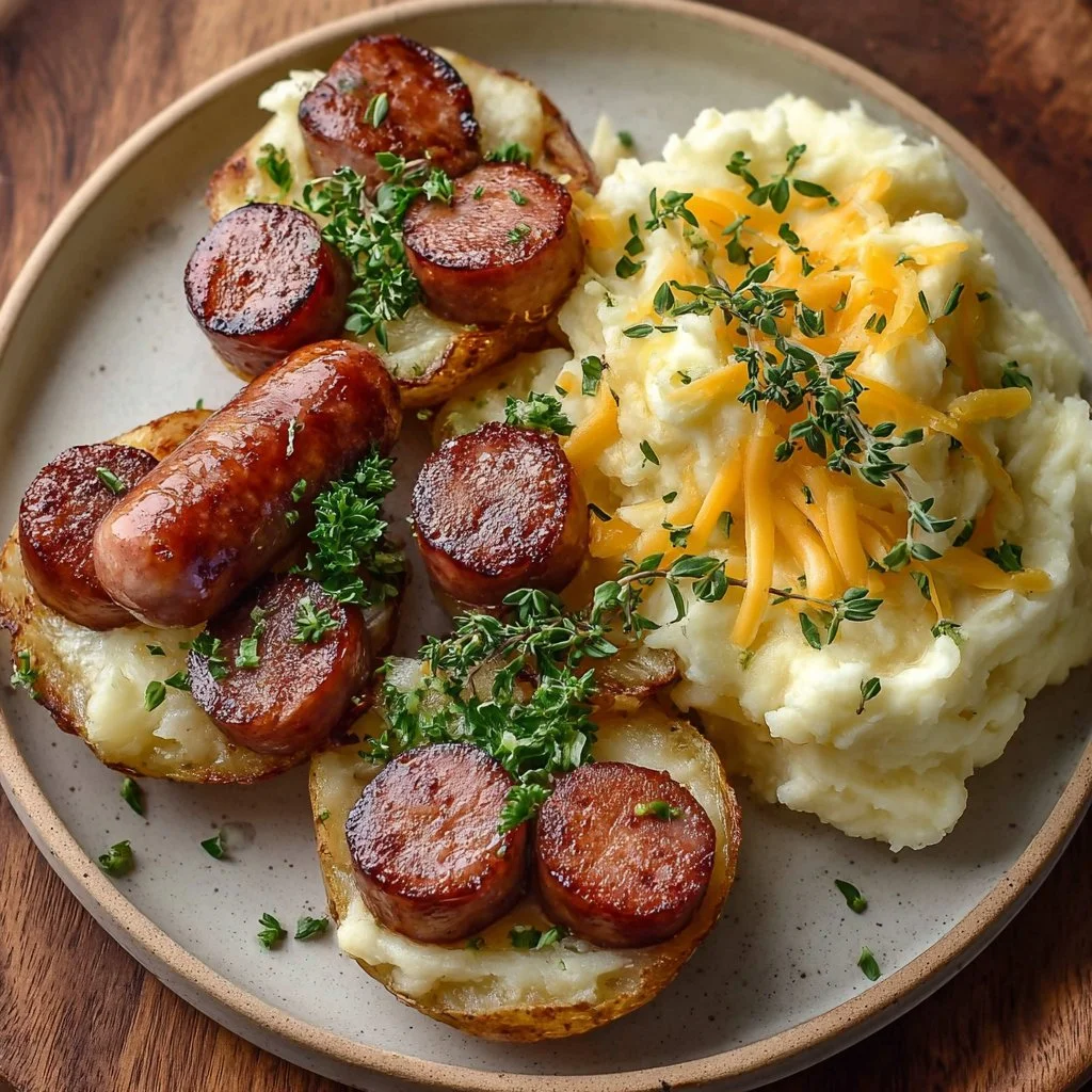 Crispy St. Patrick's Irish sausages served in mashed potatoes cups