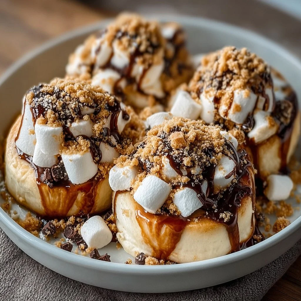 Gooey s'mores rolls filled with chocolate and marshmallows, a delicious dessert treat.