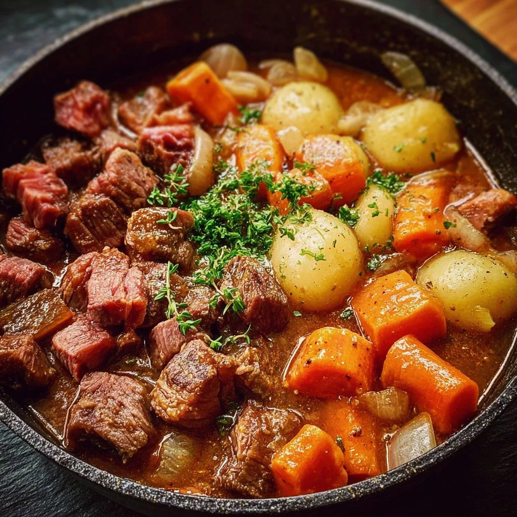 Gordon Ramsay's delicious Irish Lamb Stew served in a rustic bowl