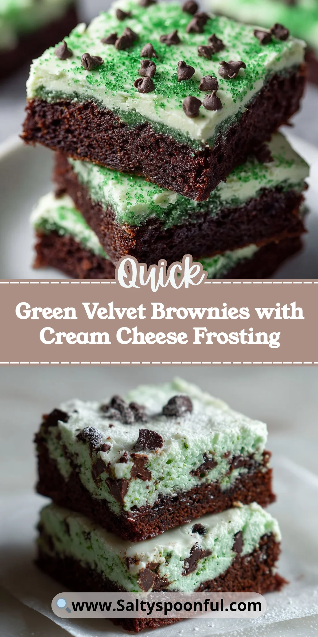 Green Velvet Brownies with Cream Cheese Frosting