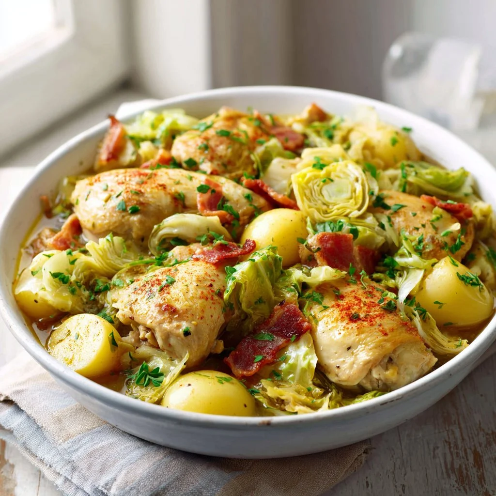 Irish Chicken with Cabbage, Potatoes, Bacon and Onions
