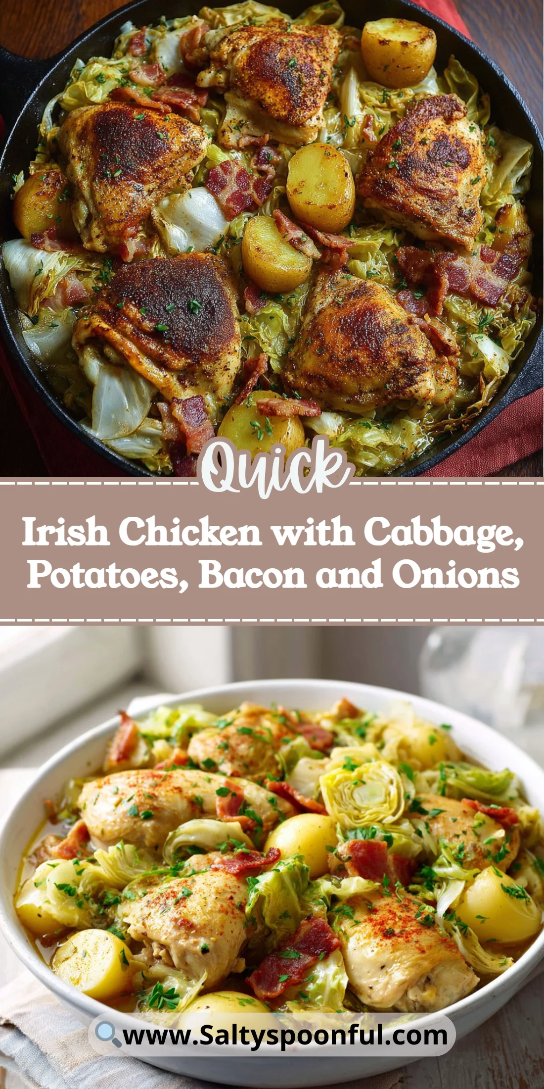 Irish Chicken with Cabbage, Potatoes, Bacon and Onions