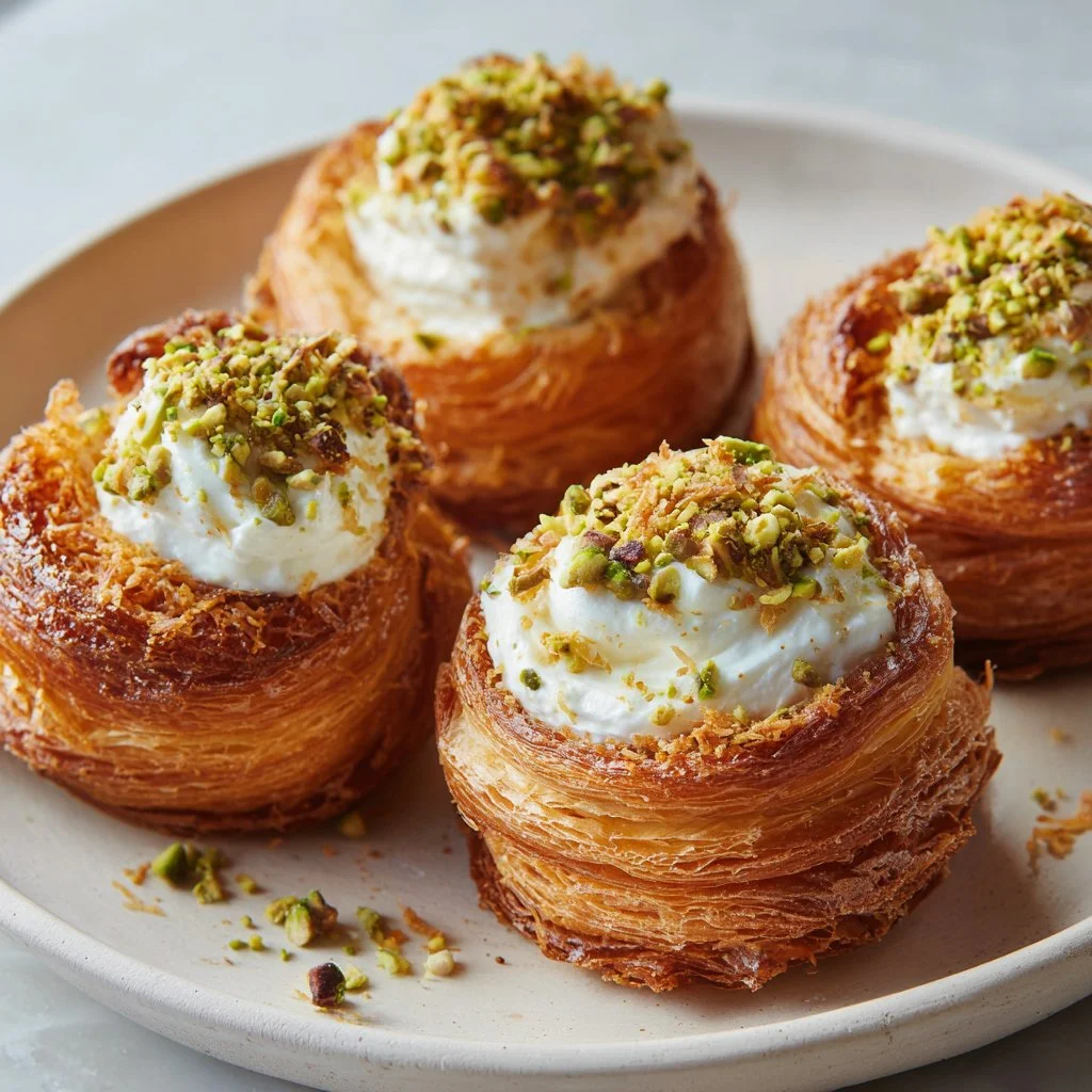 Kunafa-Stuffed Croissant Cups