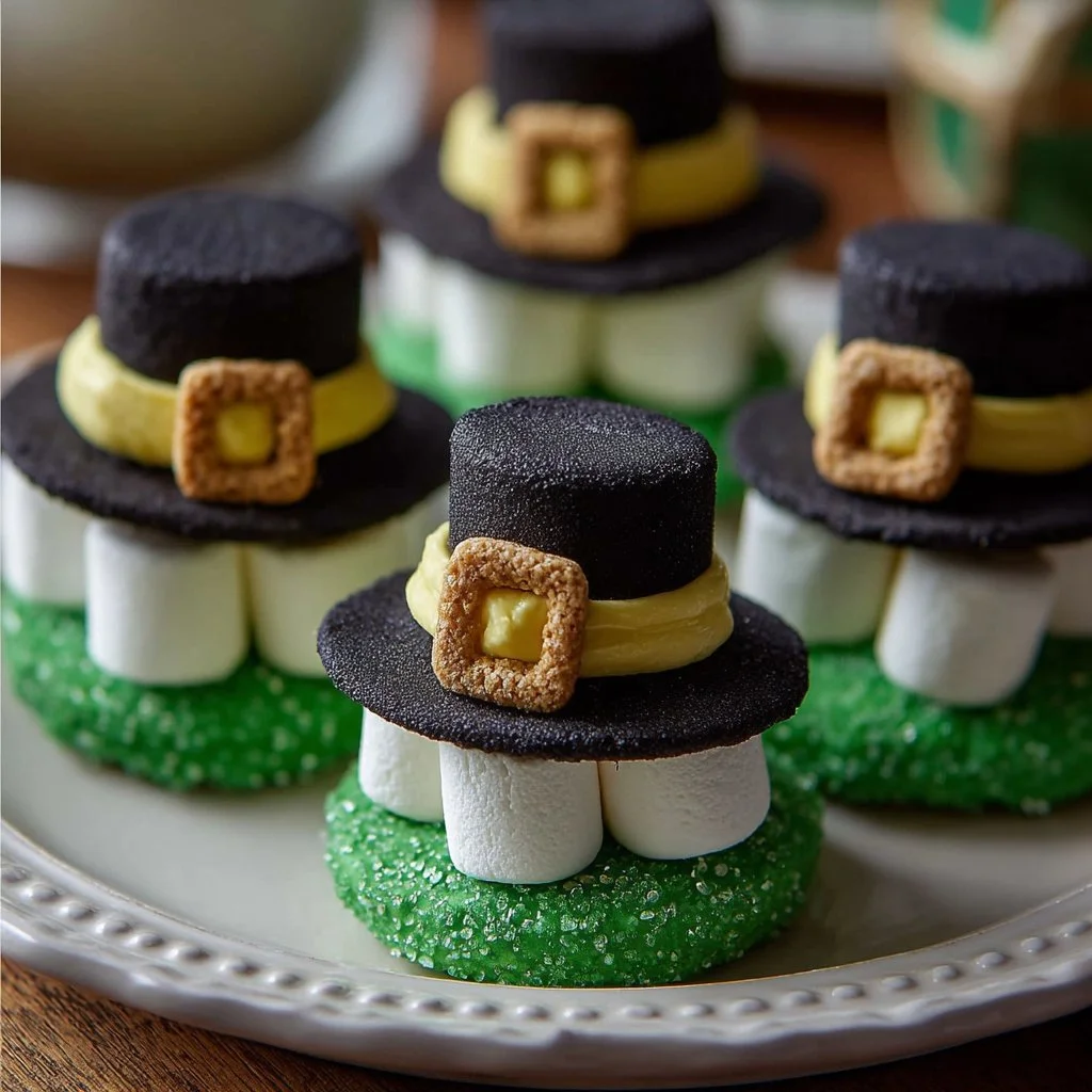 Festive Leprechaun Hat Cookies decorated for St. Patrick's Day