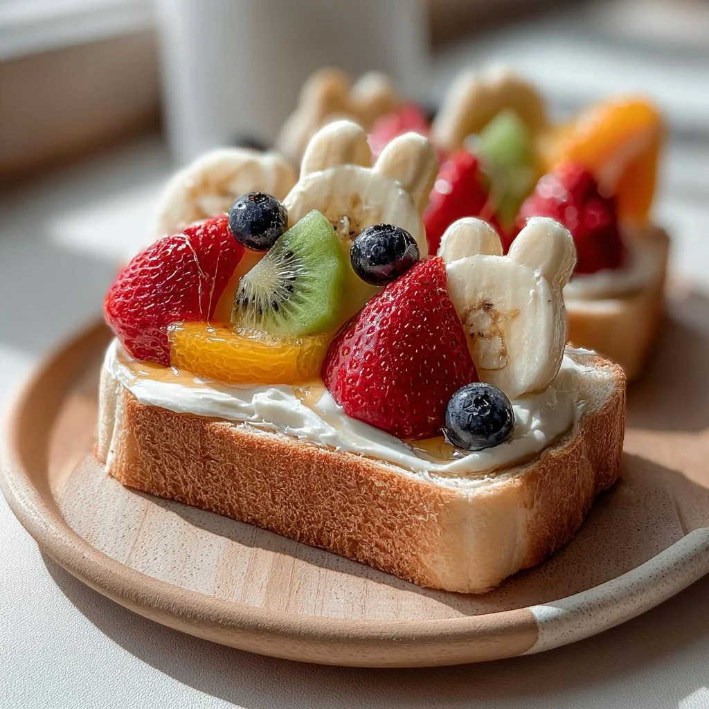Colorful Miffy-style fruit sandwiches with fresh fruits and cute presentation