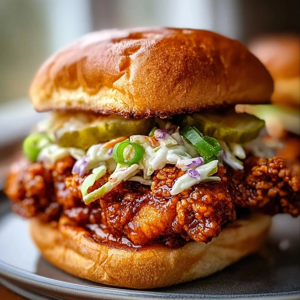 Nashville hot chicken sandwich with crispy chicken and spicy sauce