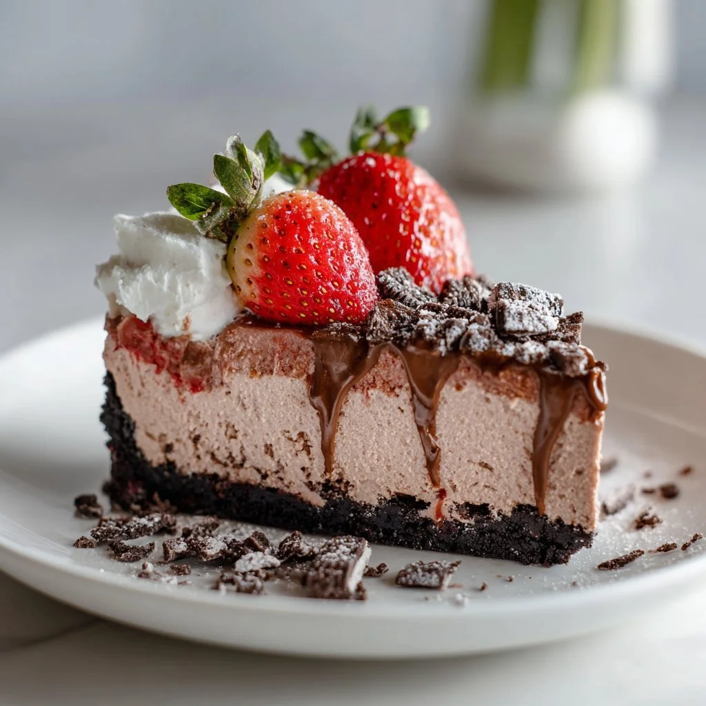 No-Bake Chocolate Strawberry Mousse Cake