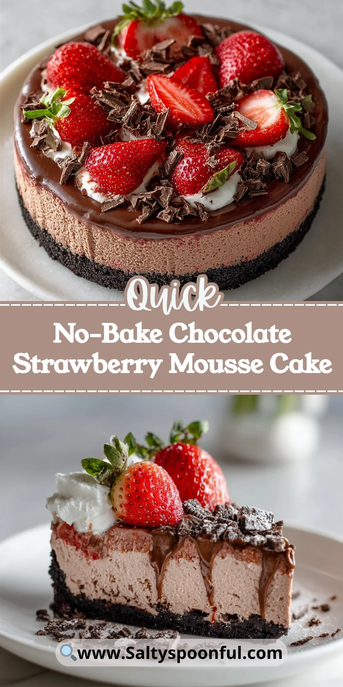 No-Bake Chocolate Strawberry Mousse Cake