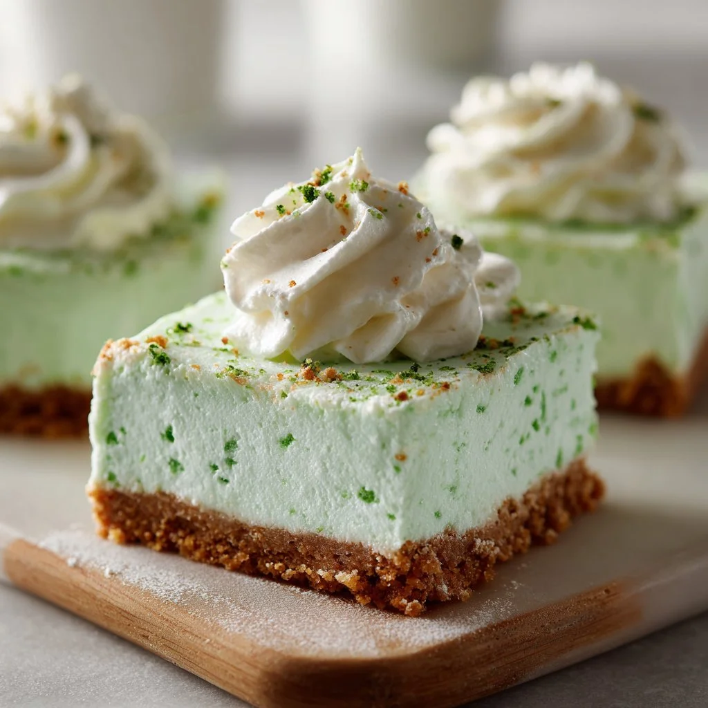 No-Bake Shamrock Shake Cheesecake Bars