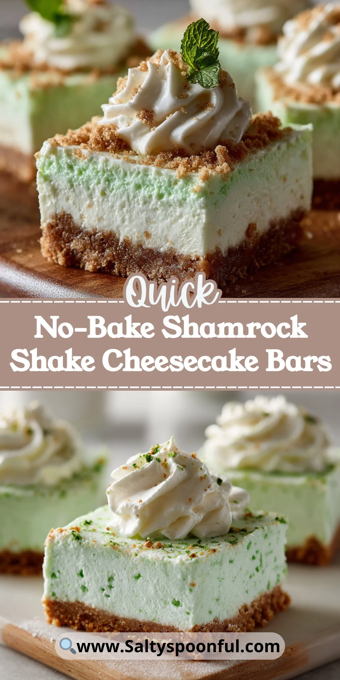 No-Bake Shamrock Shake Cheesecake Bars