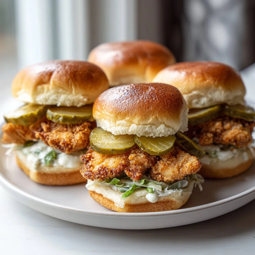 Pickle-Brined Fried Chicken Sliders
