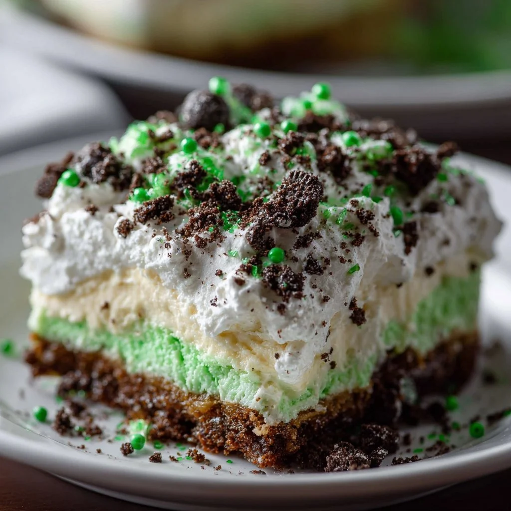 Delicious Shamrock Lasagna featuring layers of green herbs and rich cheese.