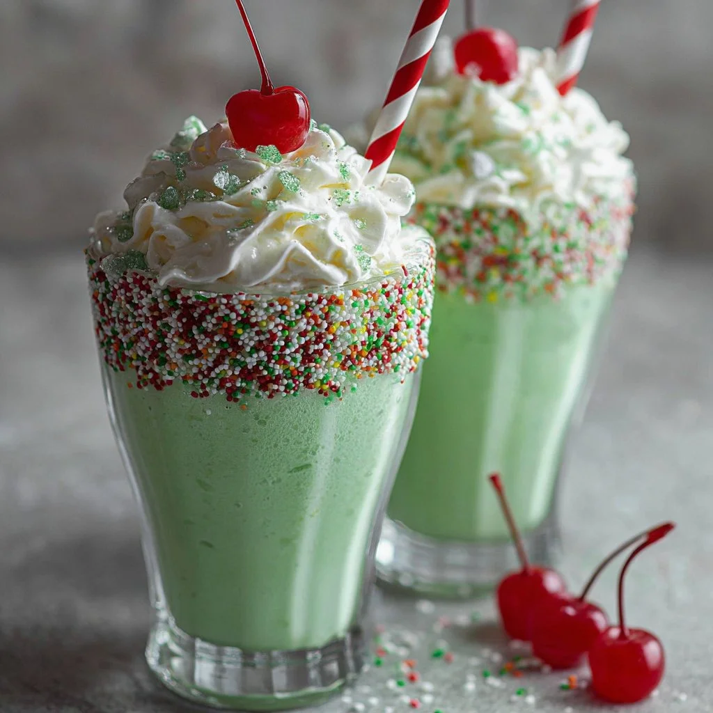 Delicious Shamrock Shake with a creamy green texture and minty flavor