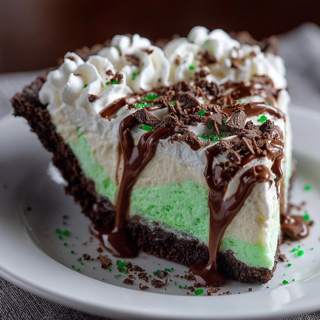 Delicious Shamrock Swirl Pie with a green and white swirl design for St. Patrick's Day