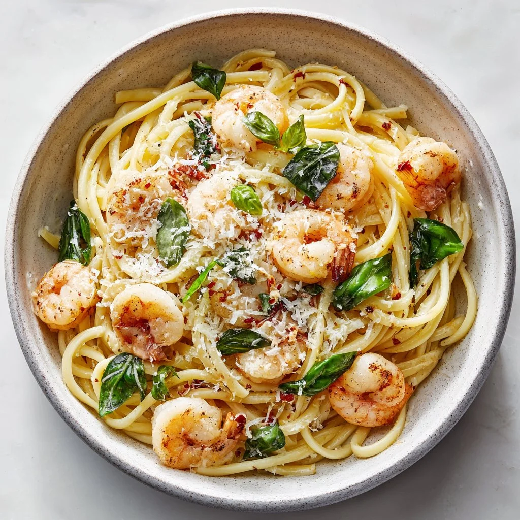 Shrimp and Basil Pasta