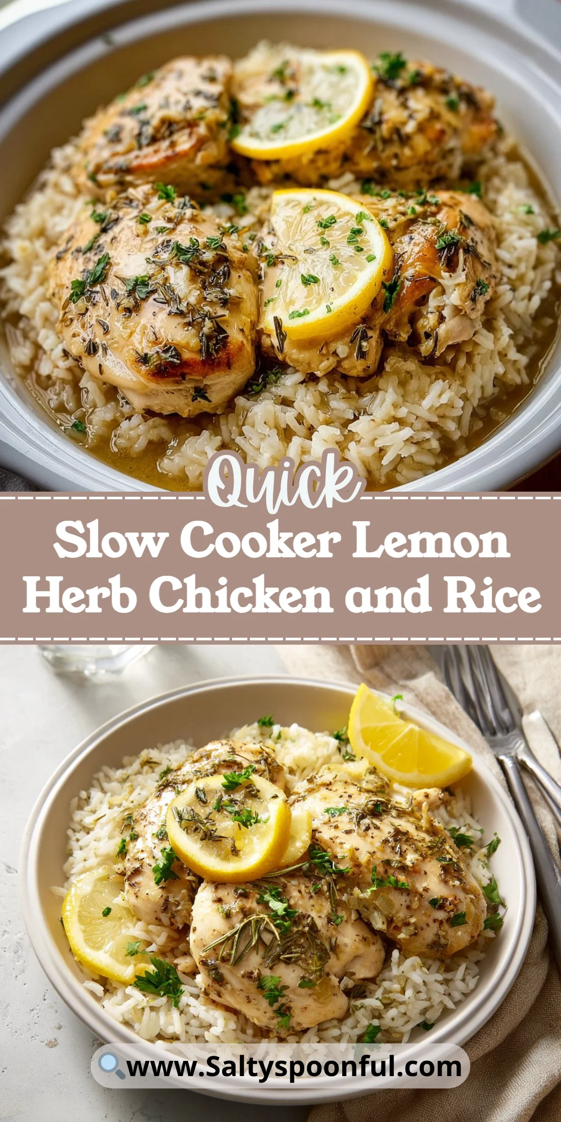 Slow Cooker Lemon Herb Chicken and Rice