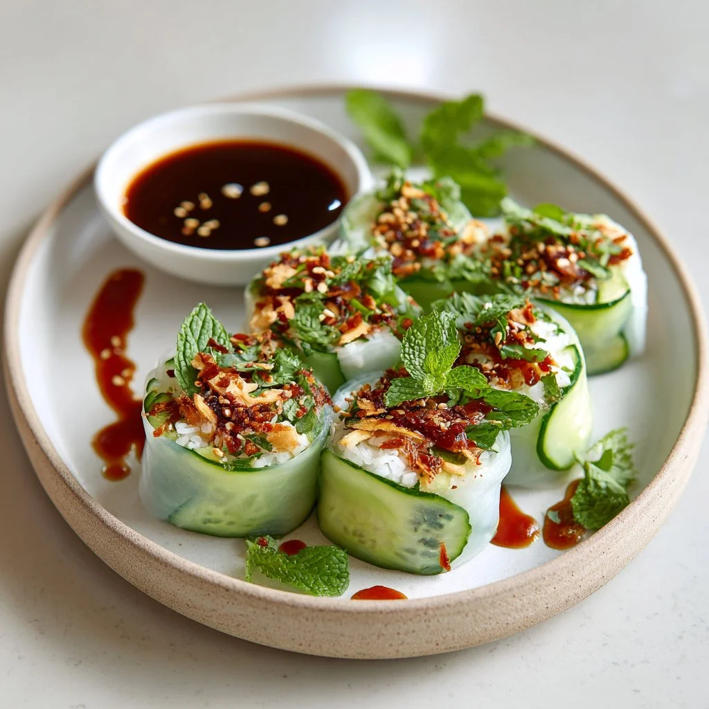 Smashed Cucumber & Chili Crunch Rolls