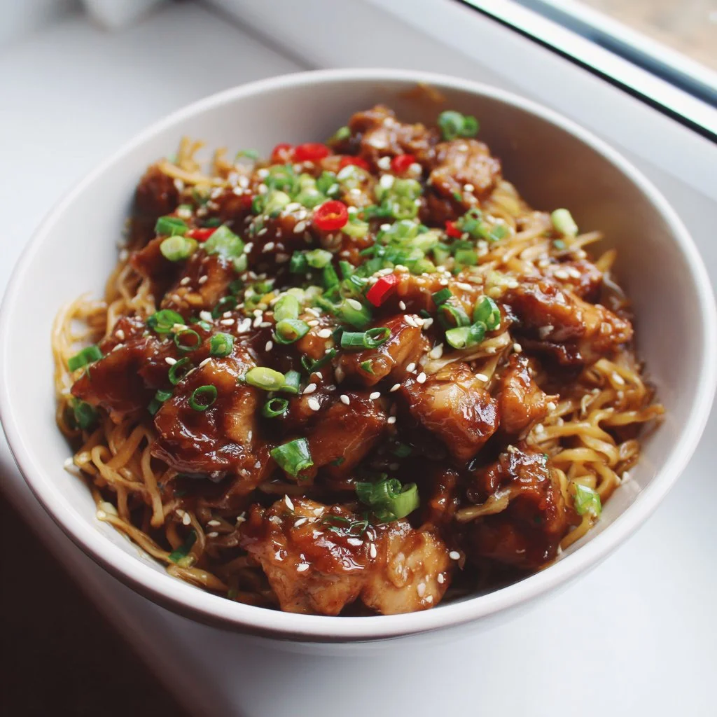 Sticky Garlic Chicken Noodles