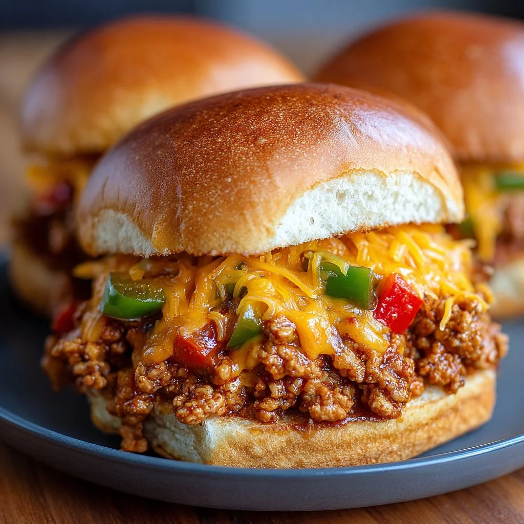 Cajun Chicken Sloppy Joes served on a plate with fresh ingredients