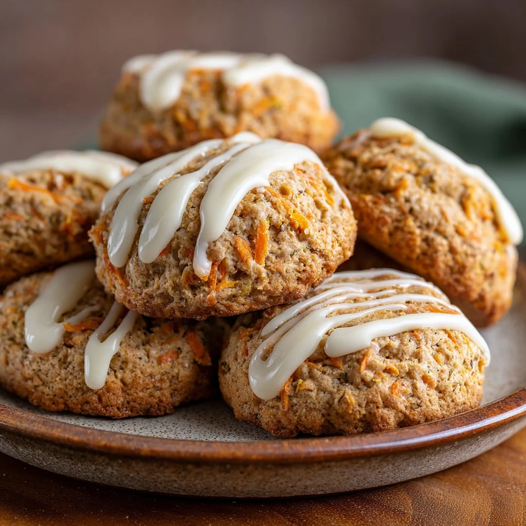 Delicious homemade carrot cake cookies on a platter