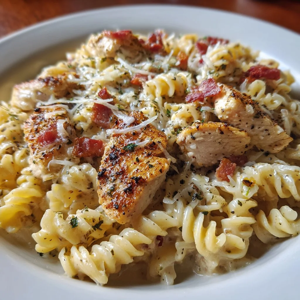 Creamy Chicken Bacon Ranch Pasta dish served in a bowl