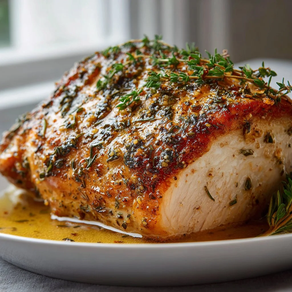 Crockpot Turkey Breast cooked to perfection with herbs and spices