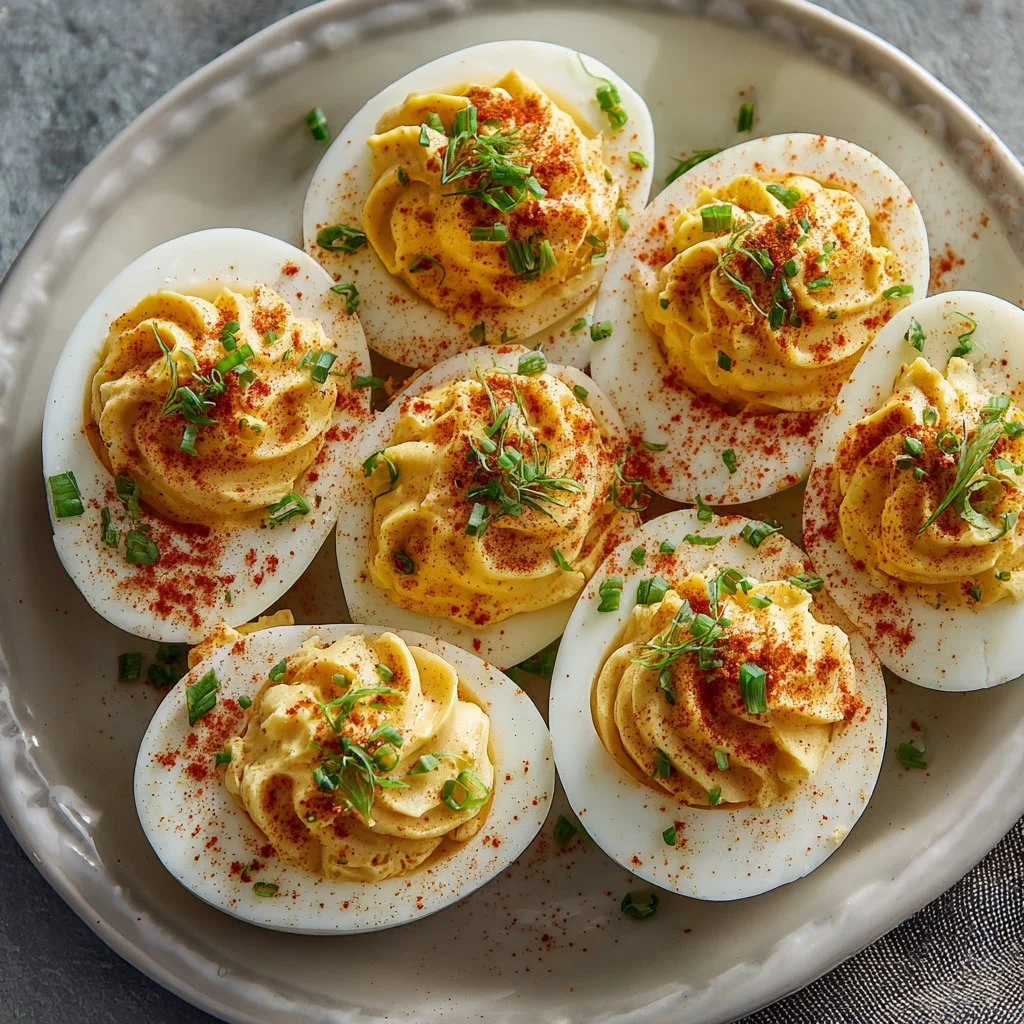 Classic and foolproof deviled eggs served on a platter.