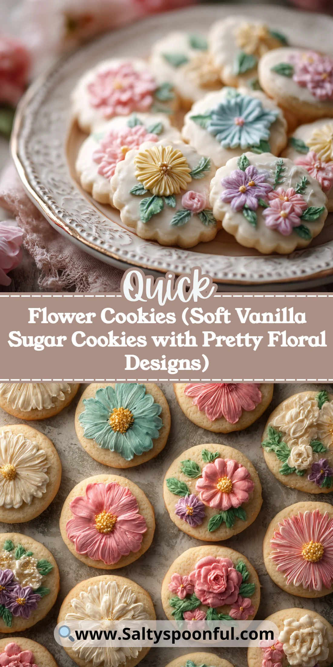 Flower Cookies (Soft Vanilla Sugar Cookies with Pretty Floral Designs)