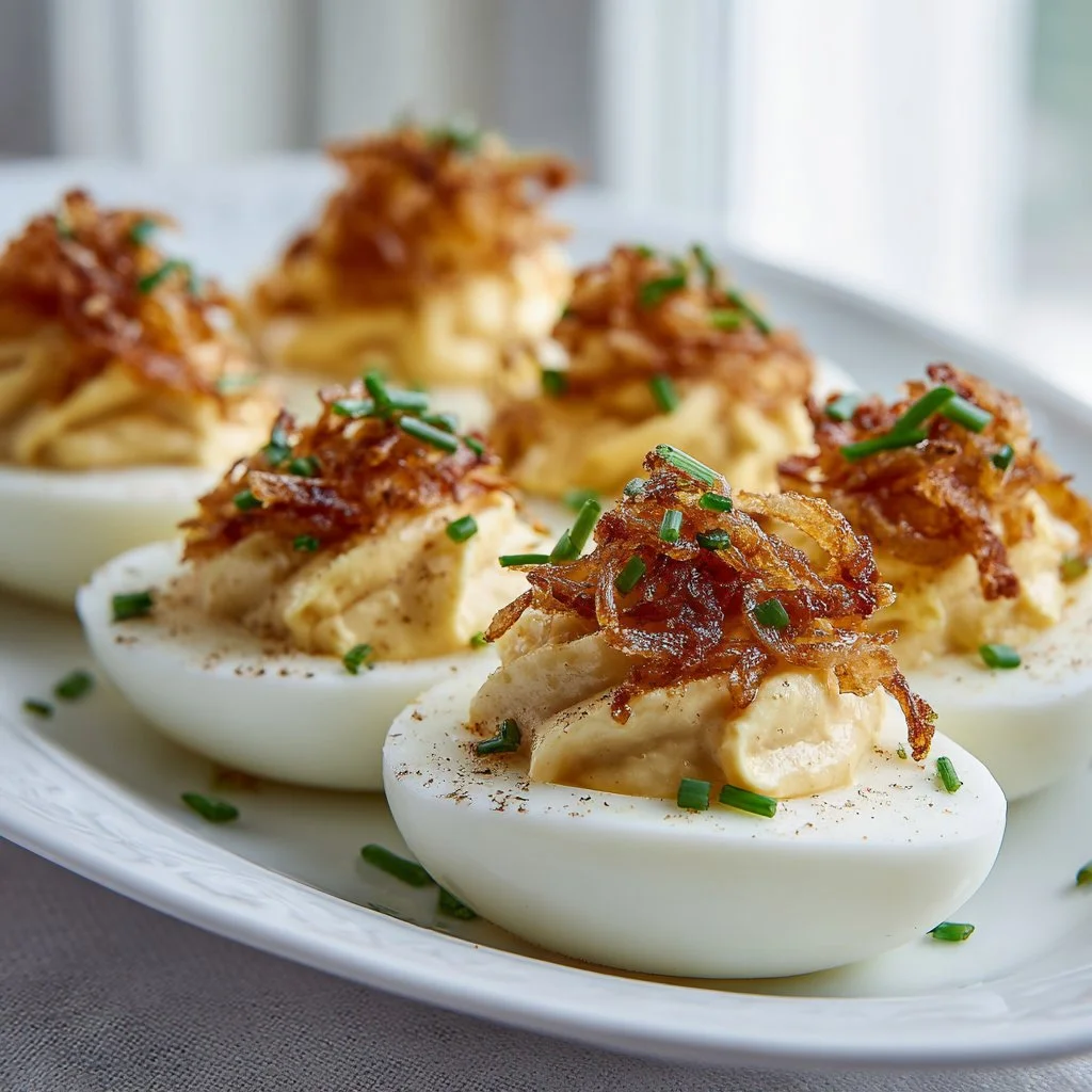 French Onion Deviled Eggs