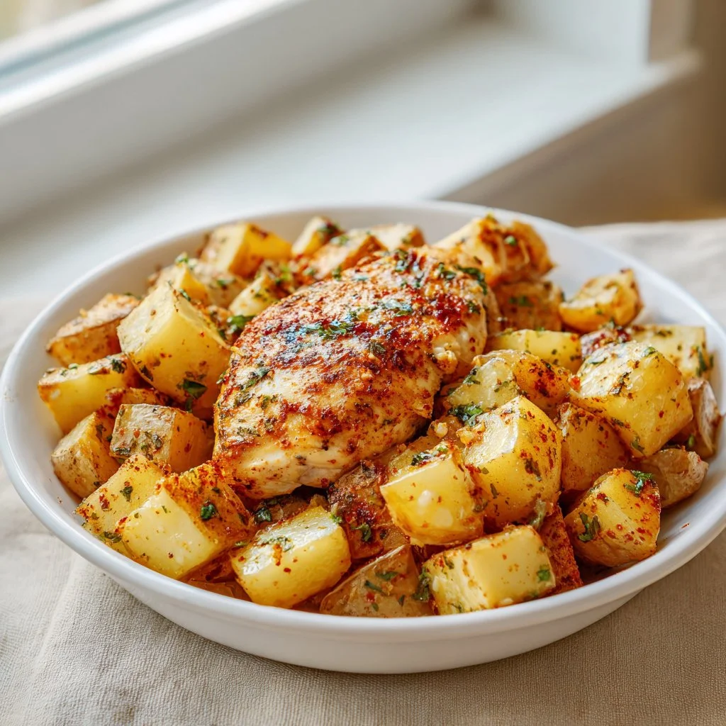 Garlic Parmesan Chicken and Potatoes Skillet