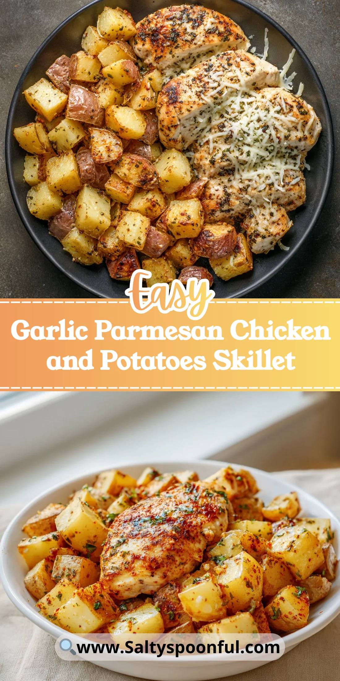 Garlic Parmesan Chicken and Potatoes Skillet