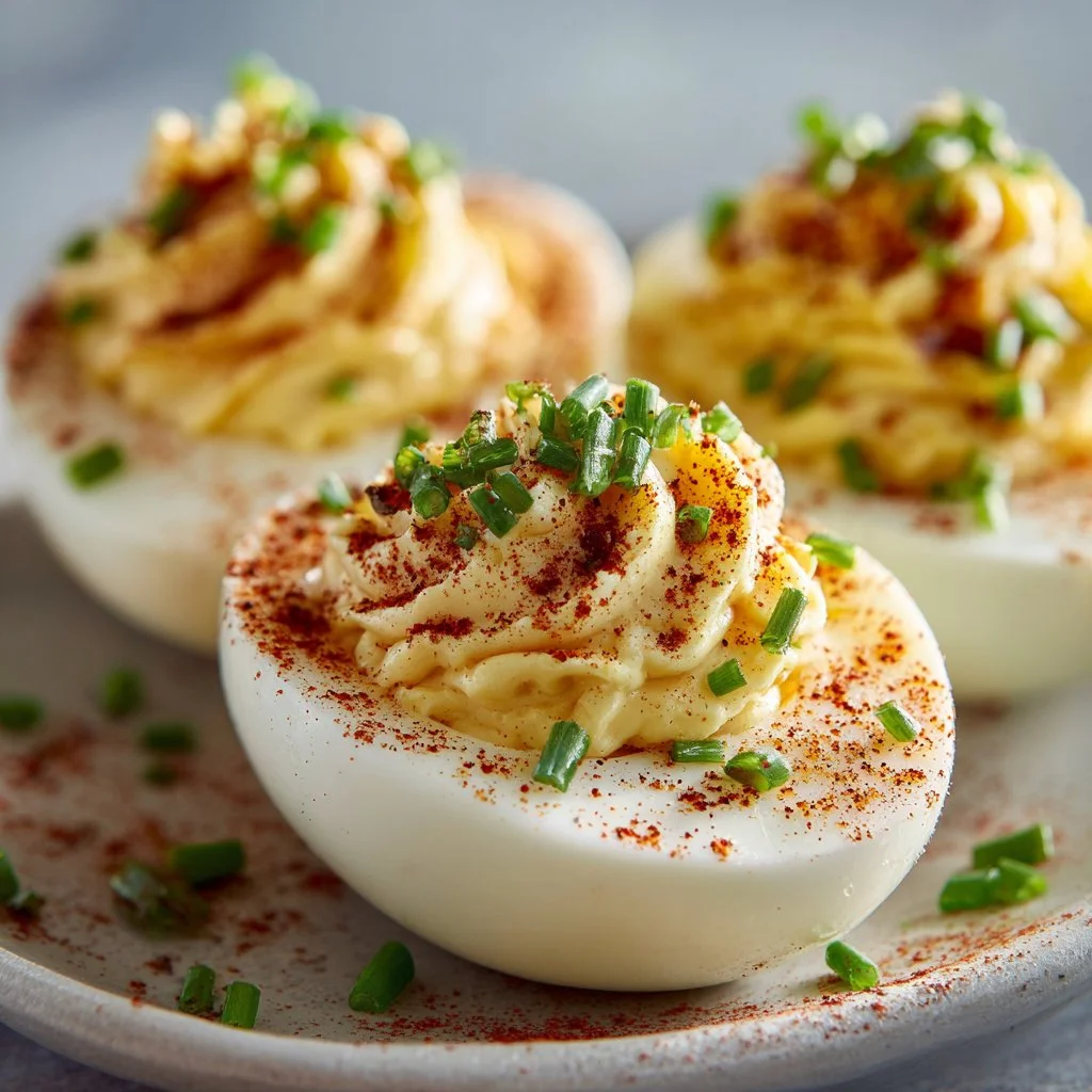 Gordon Ramsay's delicious deviled eggs plated for a stunning appetizer presentation