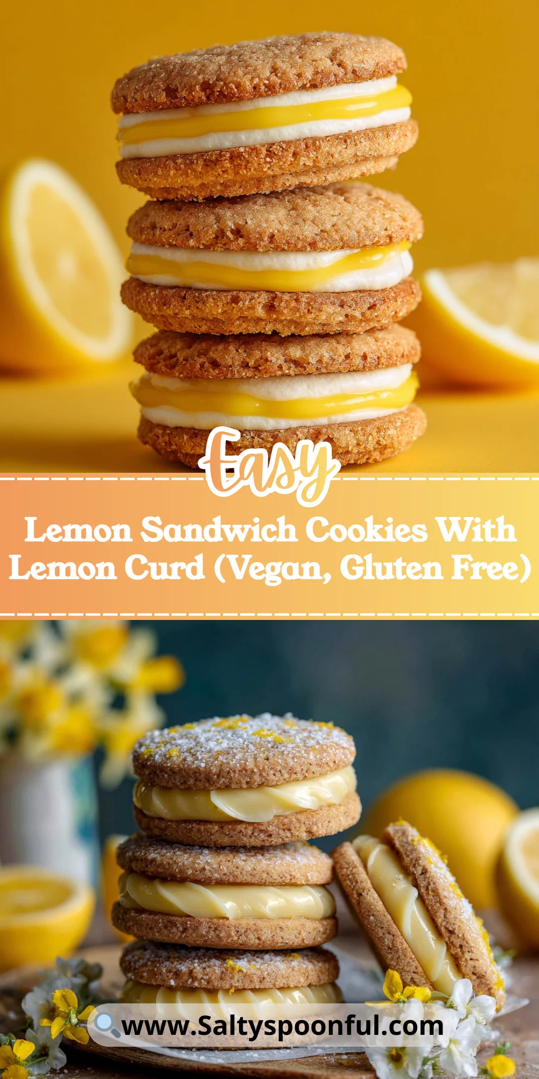 Lemon Sandwich Cookies With Lemon Curd (Vegan, Gluten Free)