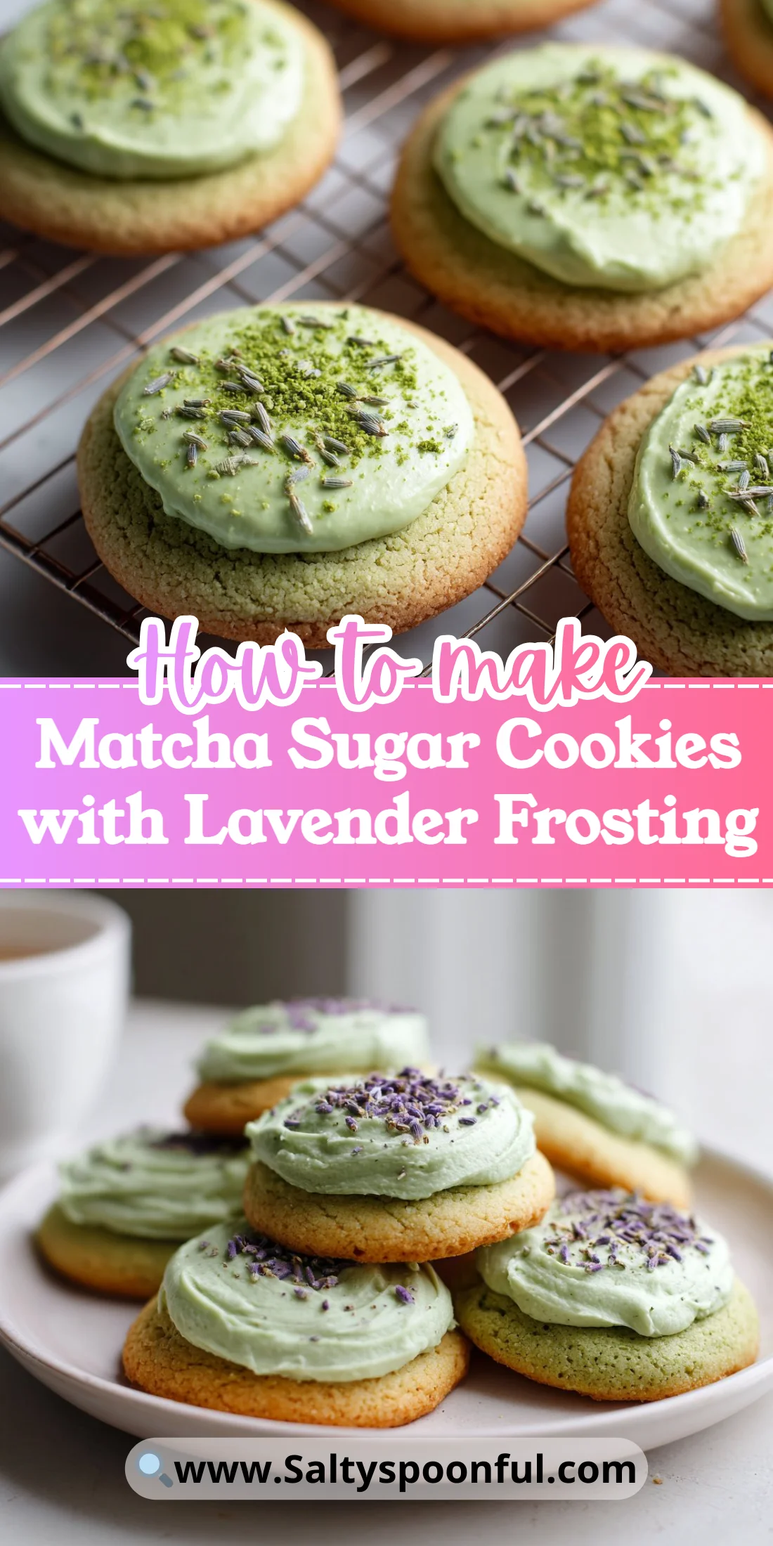 Matcha Sugar Cookies with Lavender Frosting