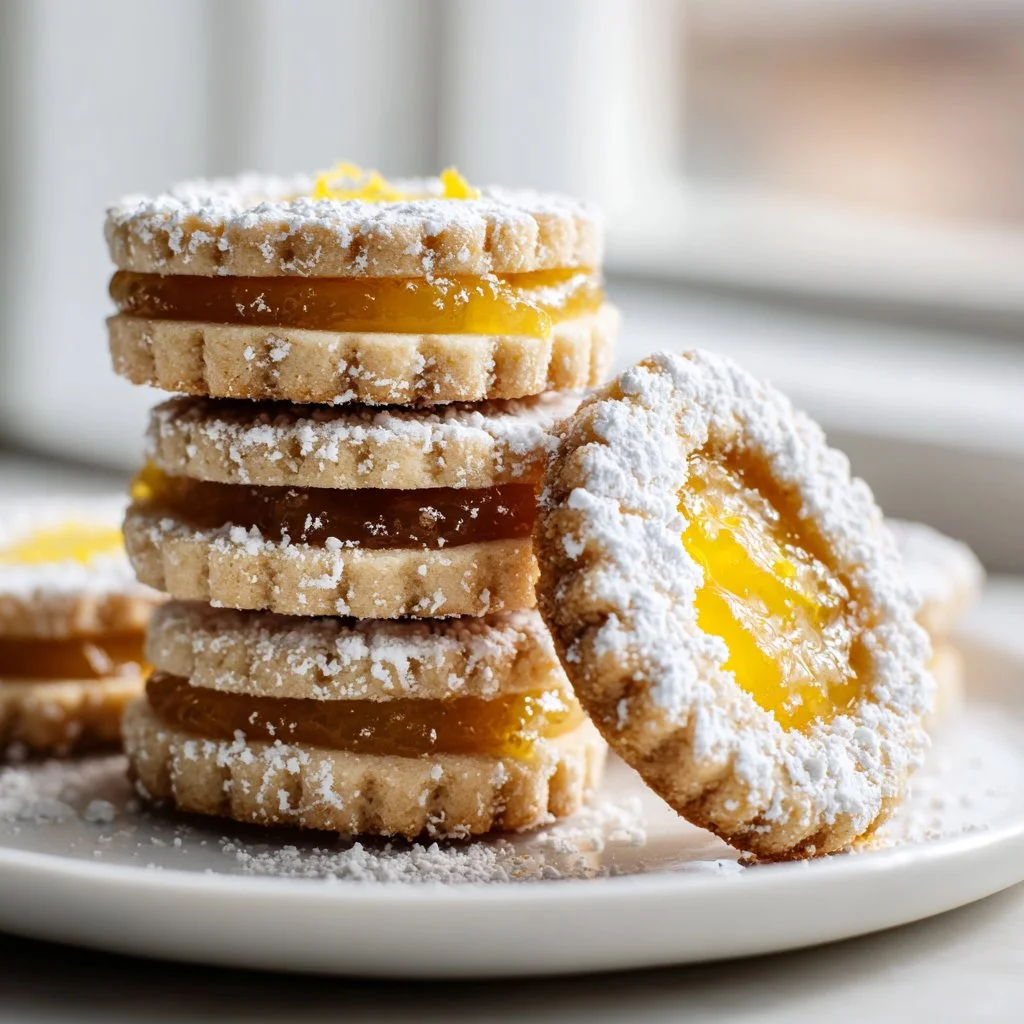 Meyer Lemon Curd Linzer Cookies