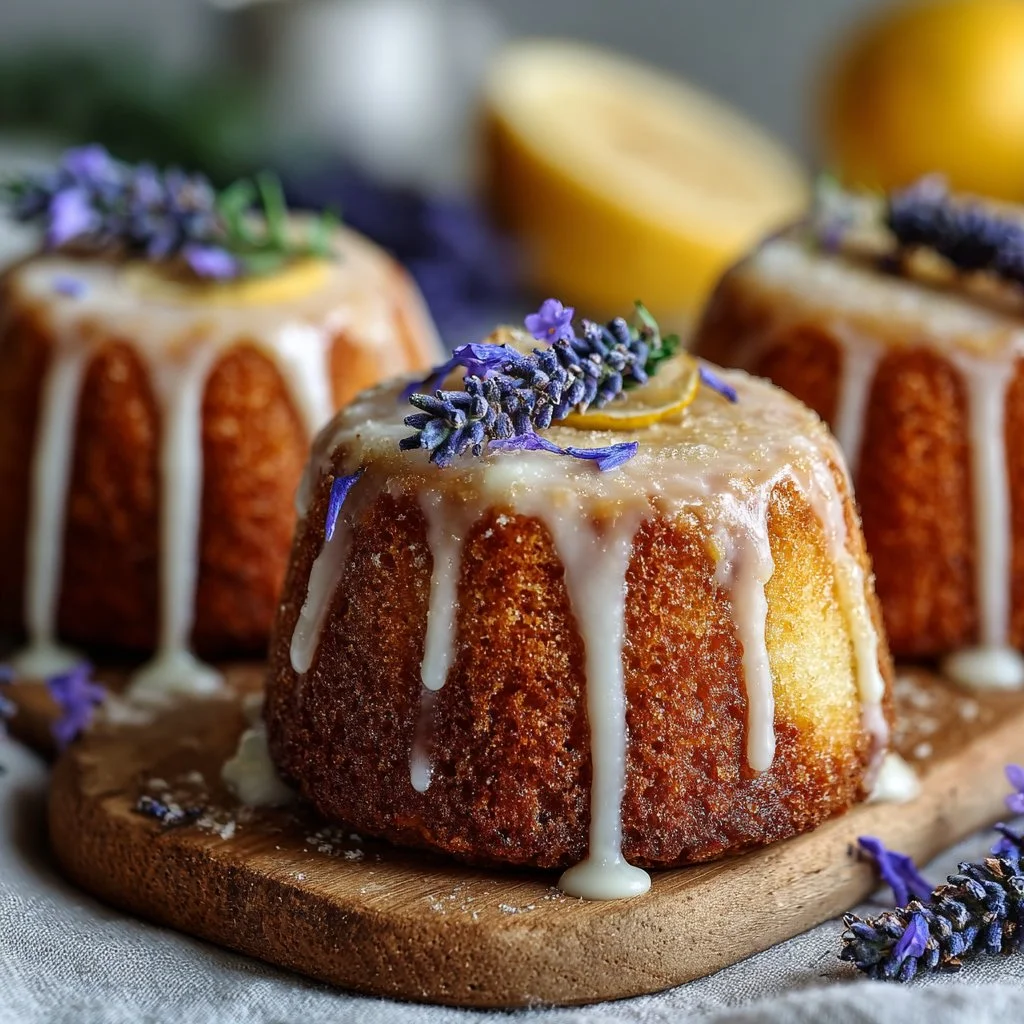 Mini Lemon Cakes With Lavender Glaze