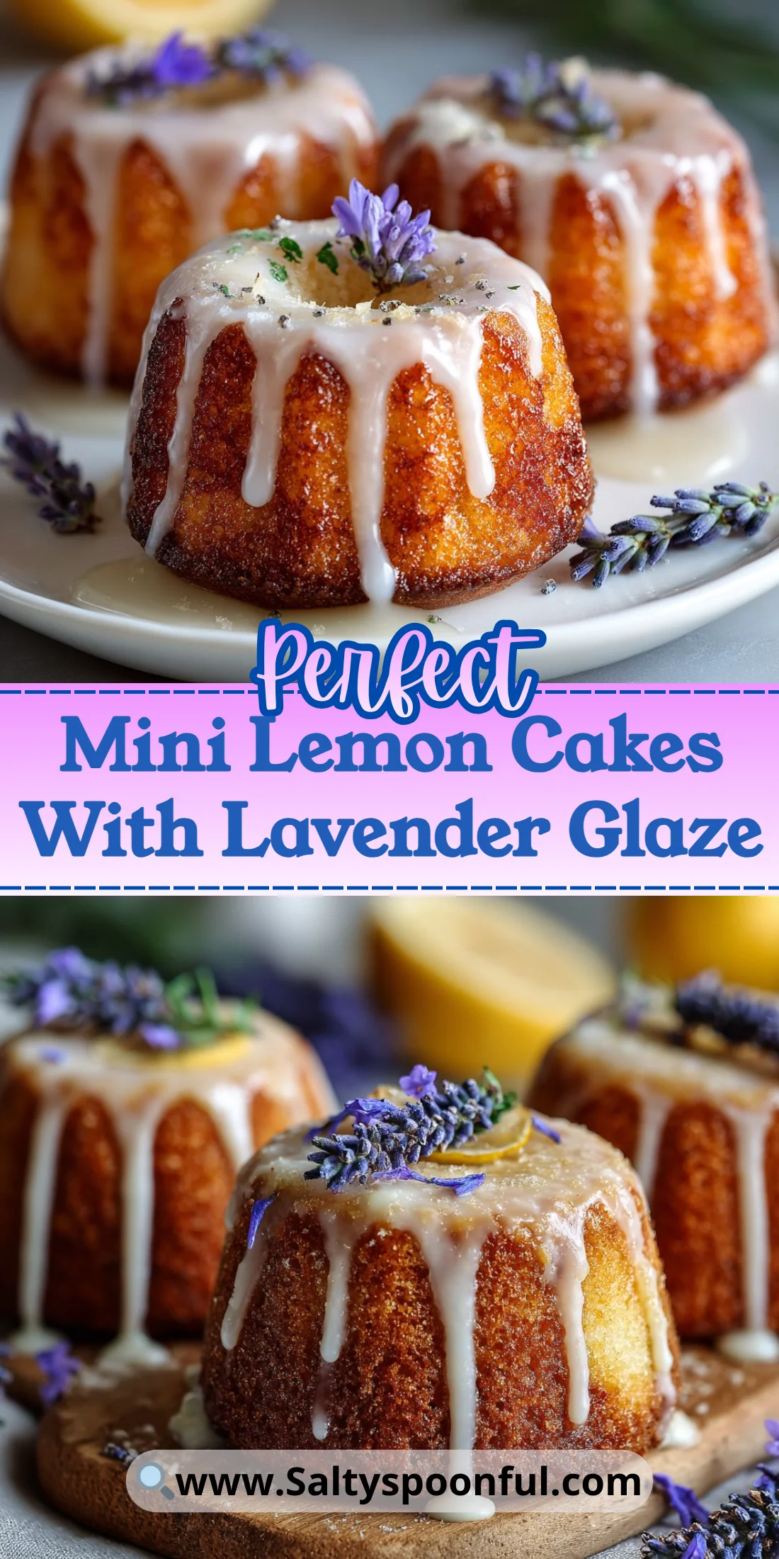 Mini Lemon Cakes With Lavender Glaze