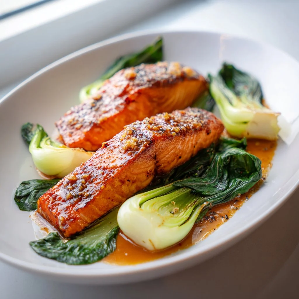 Miso-Butter Glazed Salmon with Baby Bok Choy