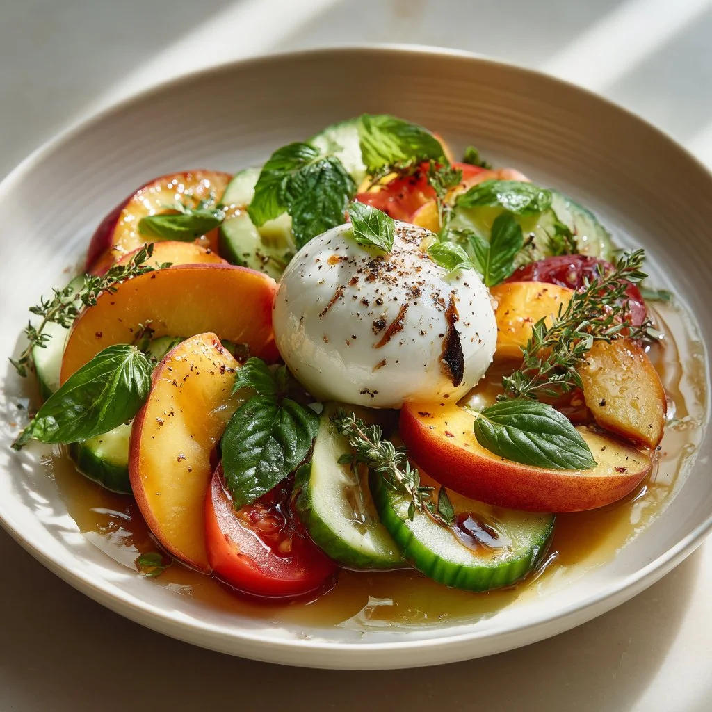 Peach Caprese Salad with Burrata