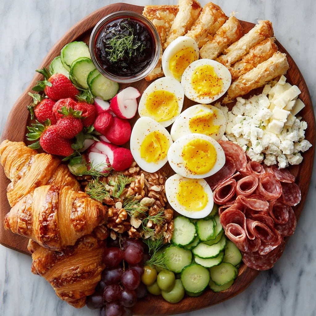 Perfect Spring Brunch Charcuterie Board Ideas with Deviled Eggs and Pastries for Easy Entertaining