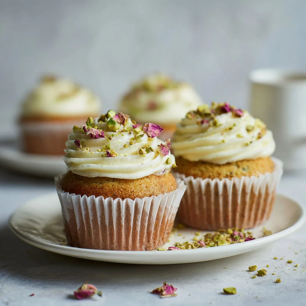 Rose and Pistachio Cupcakes