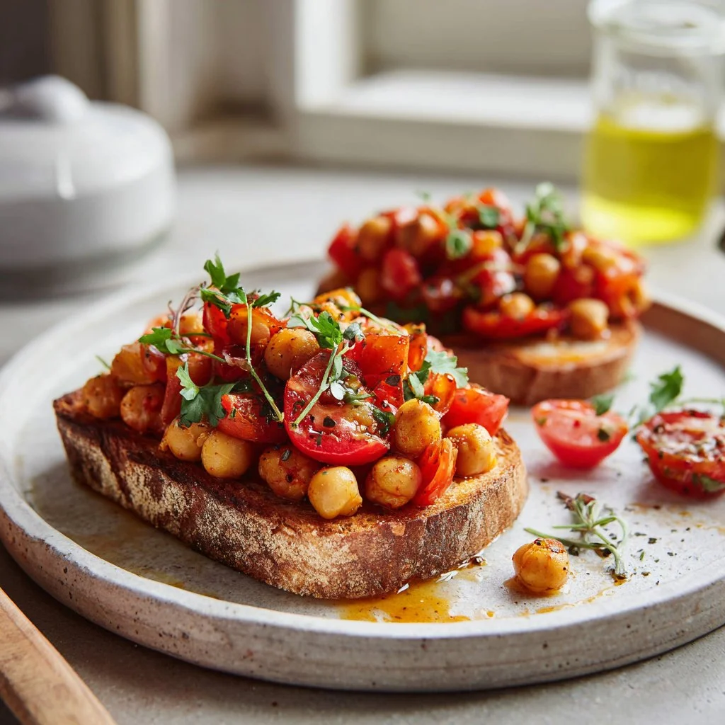 Spiced Chickpea and Tomato Toast