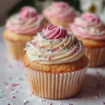 Elegant rose cupcakes with floral sprinkles for a delightful dessert
