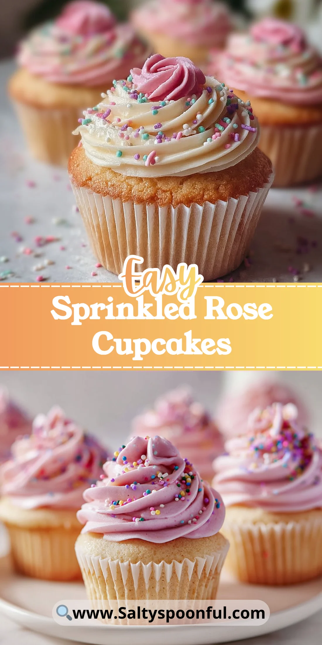 Sprinkled Rose Cupcakes