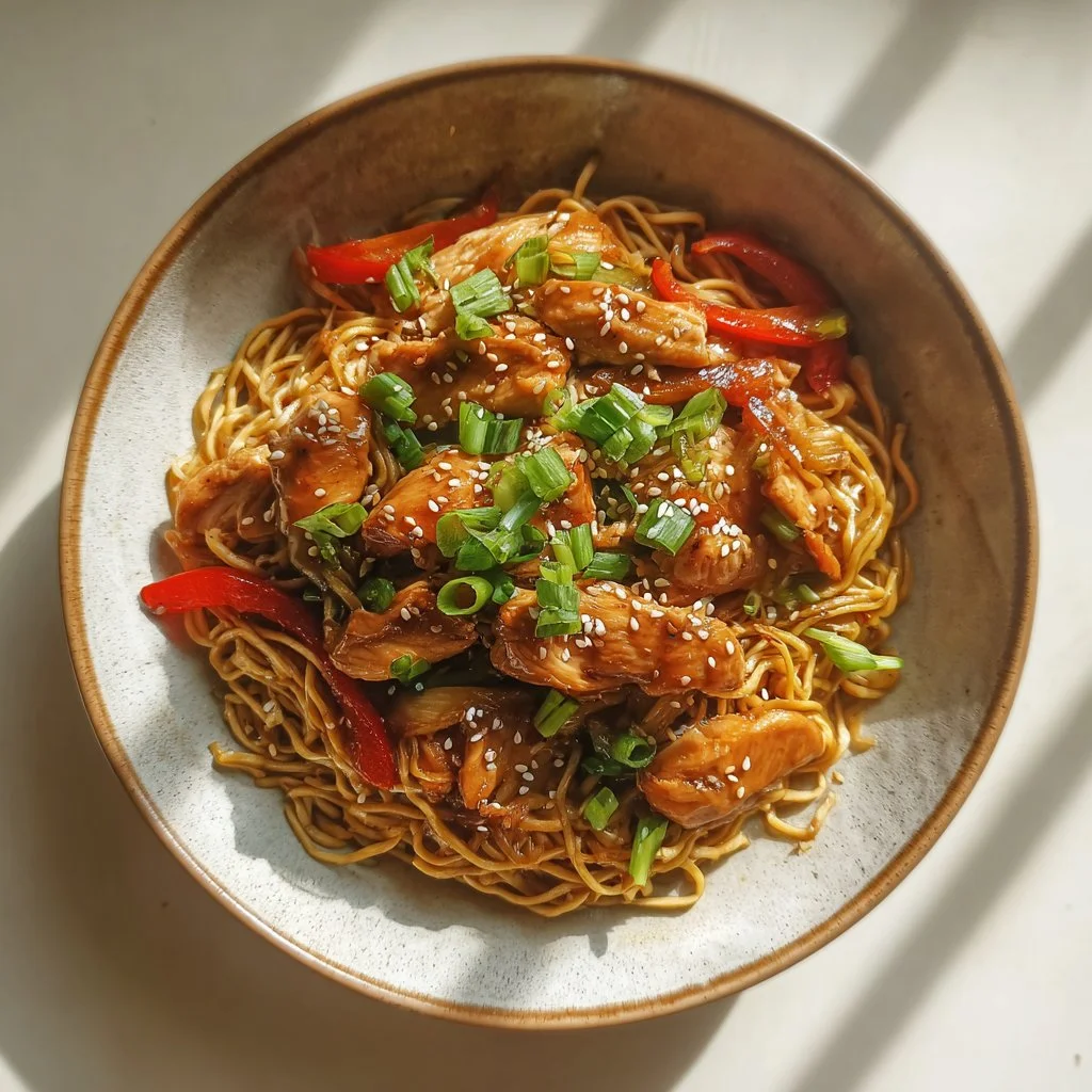 Sticky Garlic Chicken Noodles