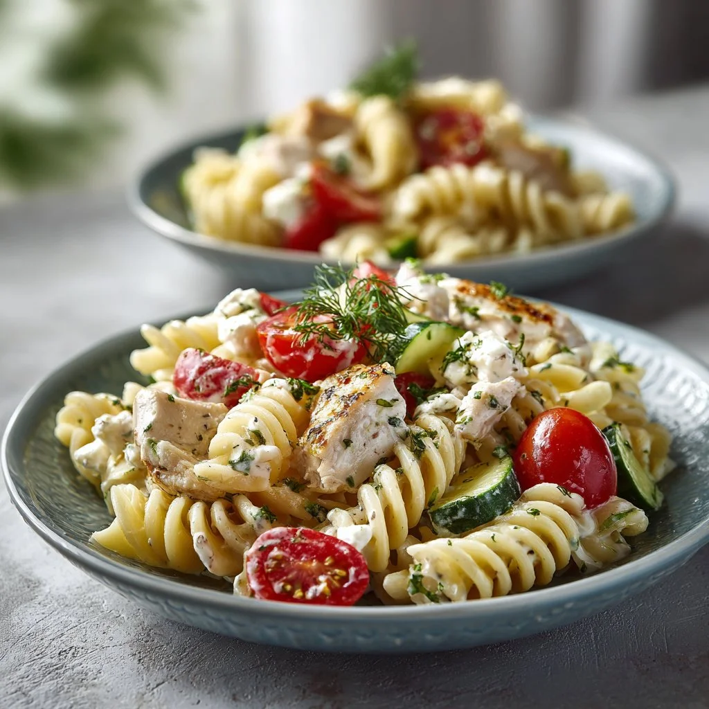 Creamy High-Protein Pasta Salad with Chicken